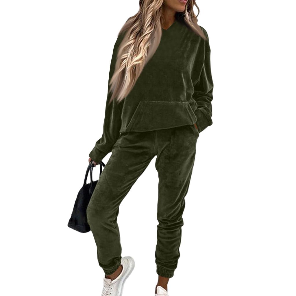 Women  Velvet Tracksuits Jogging Hoodie Sweatsuits