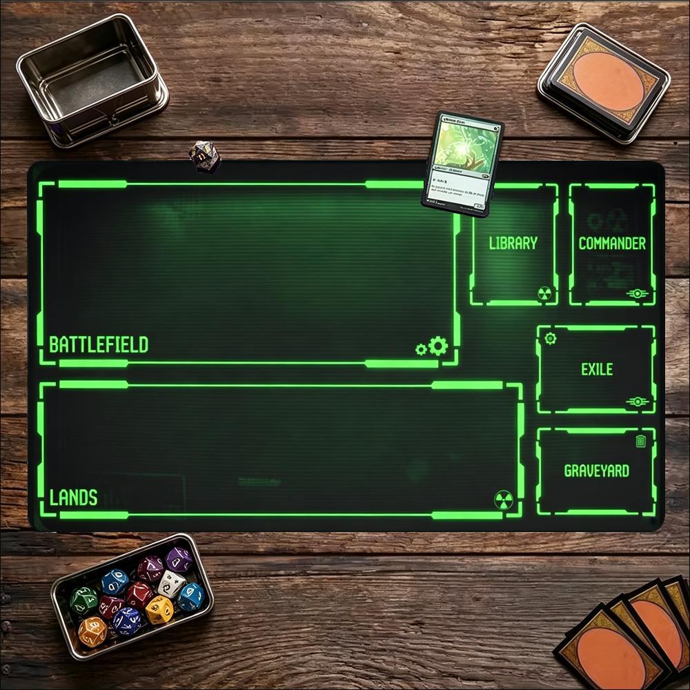 Neon Tech Glow Frame Layout Large Game Playmat Non Slip Rubber Pad For Card Board Game Laptop Keyboard Home Office Desktop
