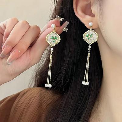 New Chinese Tassel Long Earrings Retro National Style Ancient Style Cheongsam Hanfu Earrings Temperament