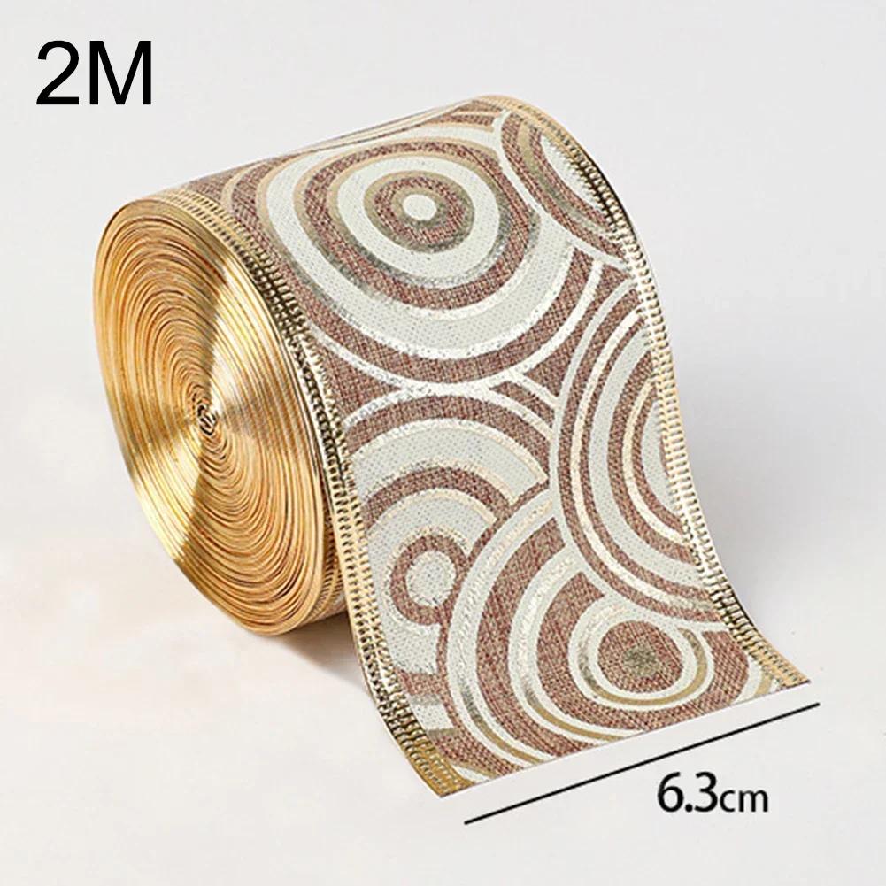 Gold Christmas Ribbon Transparent Mesh DIY Bow Craft Wrapping Wreath Xmas Tree Ornaments Navidad New Year Party Decor Ornaments