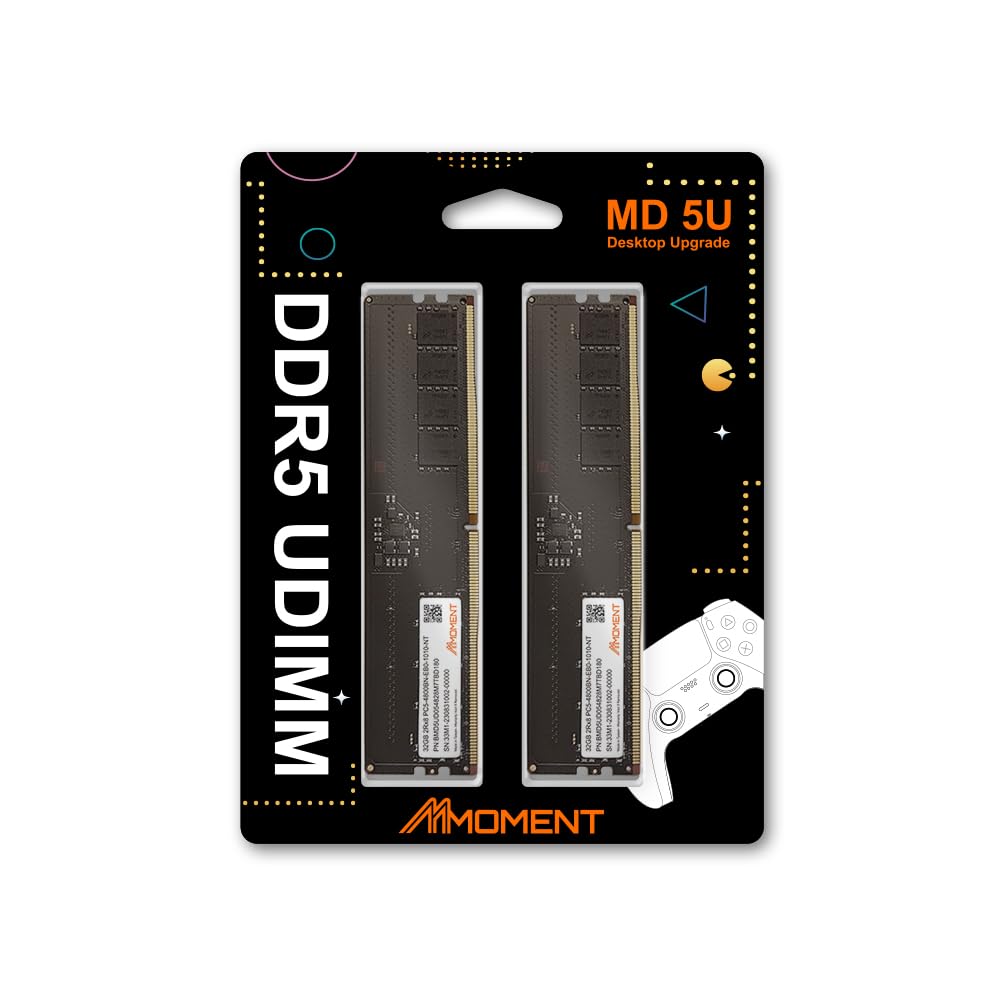 Zestaw dysków MMOMENT DDR5 32GBx2 4800MHz Pamięć do komputera stacjonarnego (64 GB) PC5-38400 (CL40/1,1V/288 pinów)