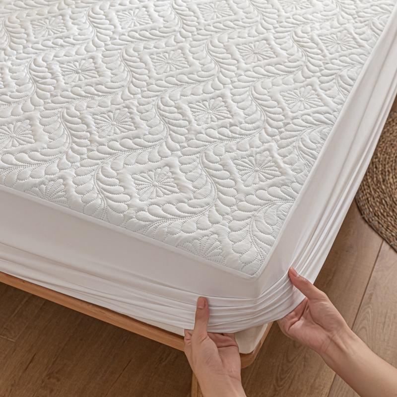 1pc Waterproof Mattress Cover White Color Fitted Sheet with Elastic Band Single/Queen/King Size Mattress Protector