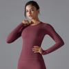 Auroth Long Sleeve Yoga Top Gym Sports Shirts Women Solid Color Running Shirts Slim Stretch Fitness Top