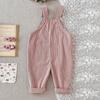 Korean Style Floral Embroidered Girls' Overalls - Cute Baby Jumpsuit for Spring & Autumn