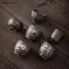1PCS Japanese style gold-plated hand carved ceramic tea cup retro iron glazed tea cup Zen Master Cup ceramic tea set accessories