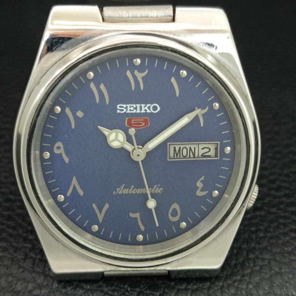 GENUINE VINTAGE SEIKO 5 AUTOMATIC 7009A JAPAN MENS BLUE DIAL WATCH a708775-1