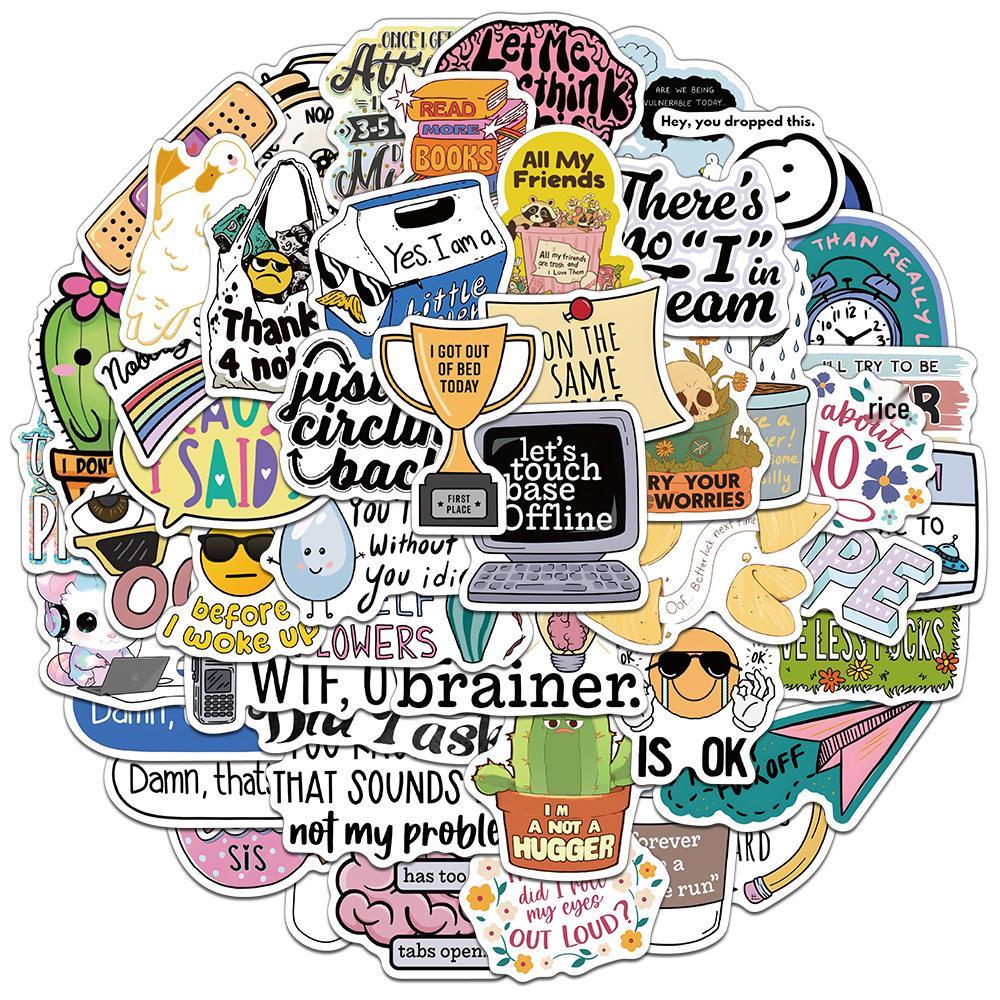 50 Creative Sarcastic Cartoon Personality Stickers for DIY Phone Cases & Notebooks No