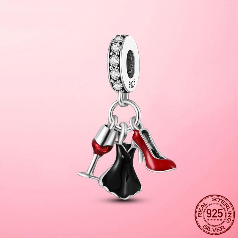 New 925 Silver Snake Coffee Cup Dog CZ Cactus Charms Beads Fit Original Women Bracelet Fine Silver Jewelry Gift
