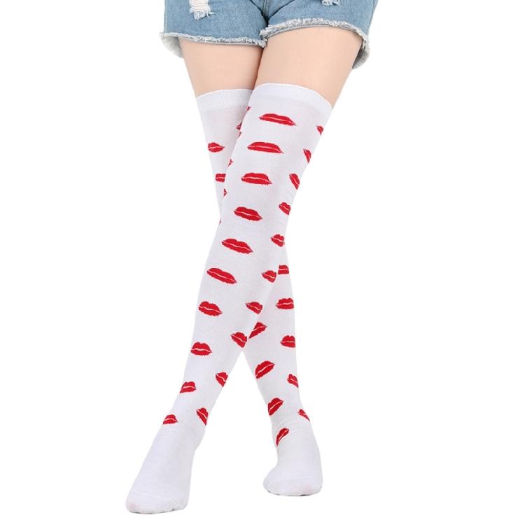 Valentines Day Over Knee Thigh High Stocking Cute Lip Heart Pattern Long Socks