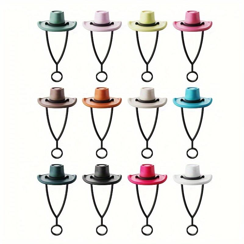 4 Stück Niedliche Cowboyhut Silikon Strohhalmabdeckungen - Wiederverwendbar, Lebensmittelqualität, Dekorative Deckel für Tassen & Getränke, 10 mm Strohhalm-kompatibel, Perfekt für Zuhause