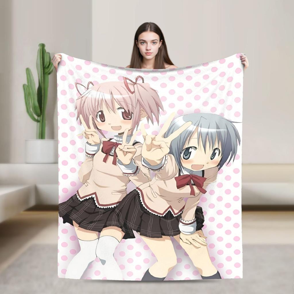 Puella Magi Madoka Magica Blanket Anime Flannel Awesome Soft Throw Blanket for Bedding Lounge Decoration