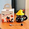 Halloween Magic Hat Cat Water Cup Ceramic Mug with Lid for Girl Girlfriend Birthday Gift Gift Box