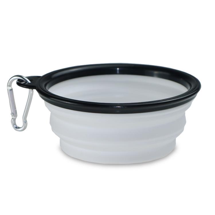 Buckle Black Foldable Silicone Pet Bowl: Portable Outdoor Cat & Dog Feeding Basin