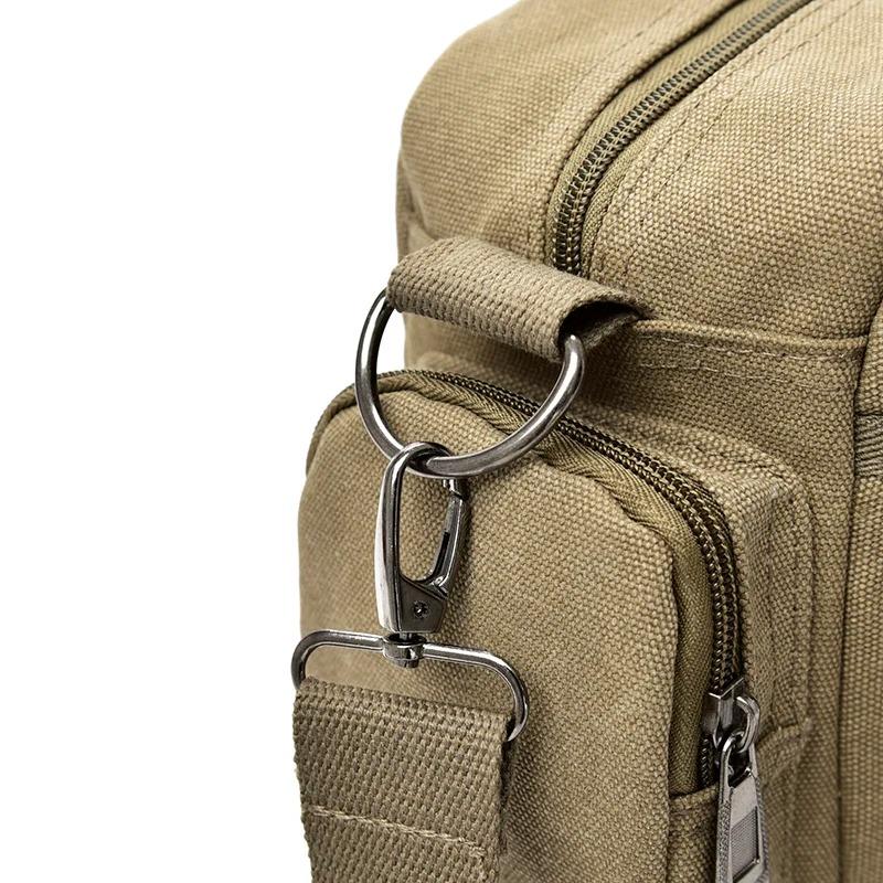 Durable Canvas Men Laptop Messenger Bag, Multi‑compartment Briefcase Handbag with Detachable Strap, Vintage Crossbody Bag for Office Work