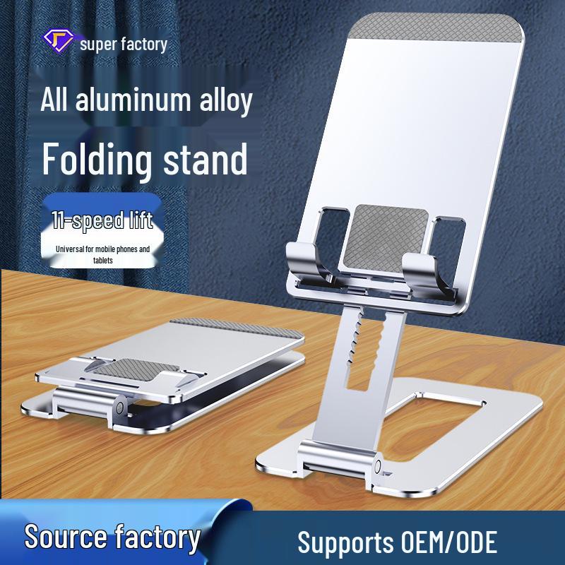 Adjustable Aluminum Phone Holder: Rotating, Folding, Height-Adjustable Desk Stand