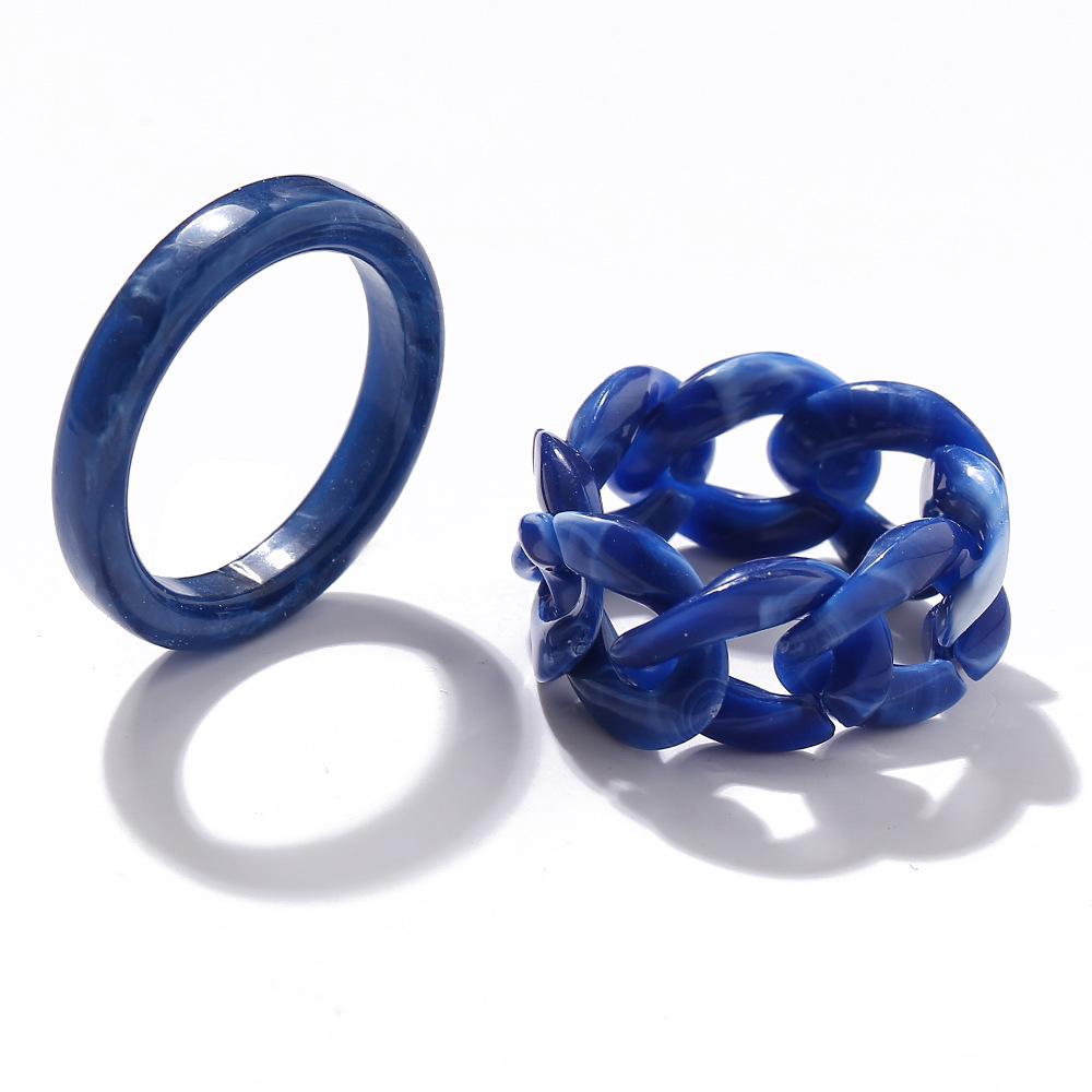 Jelly Color Chain Ring: Trendy Acrylic Resin Design