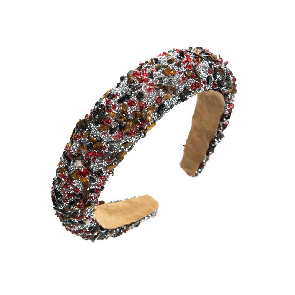 Nieuwe Stijl Overdreven Meerkleurige Kristal Snoep Spons Brede Rand Haarband Haaraccessoire Hoofddeksel
