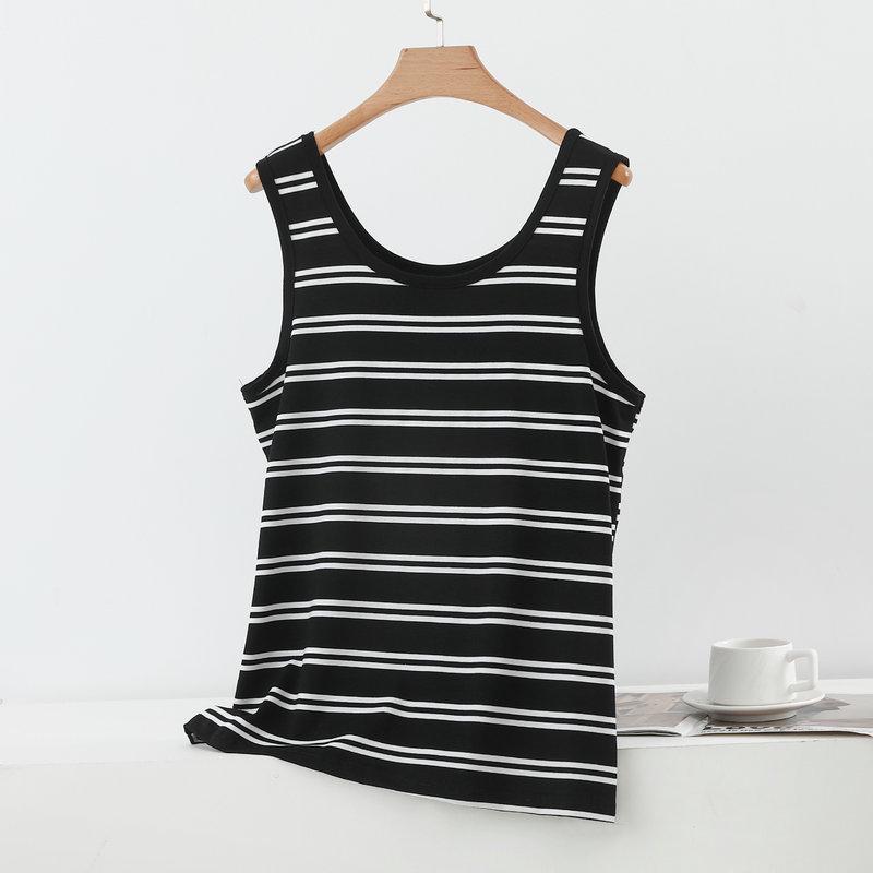 2026 Summer Modal Striped Plus Size Elastic Spaghetti Strap Vest