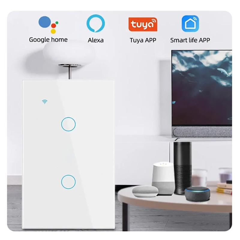 Tuya WiFi Smart Light Switch with Wall Touch, Compatible with Alexa and Google Assistant.