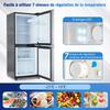 106L Energy-Saving Mini Fridge LED, 60L Refrigerator + 46L Freezer, 7 Temperature Settings, Adjustable Shelves, 166 Kwh/Year, 45db
