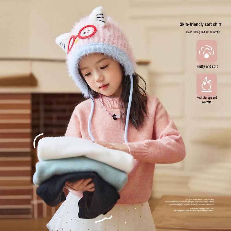 LUSON Okids Girls Soft Thick Winter Knit Sweater 100