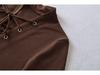 Eleganter Bodysuit mit tiefem V-Ausschnitt, Schnürung und kurzen Ärmeln: Damen Schlankheits-Stretch-Passform