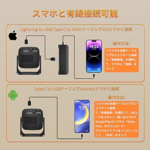 [Industry's smallest at 310g! Latest model for 2026! Smartphone connectivity, ultra-short throw, 270° rotation, ceiling projection projector for home