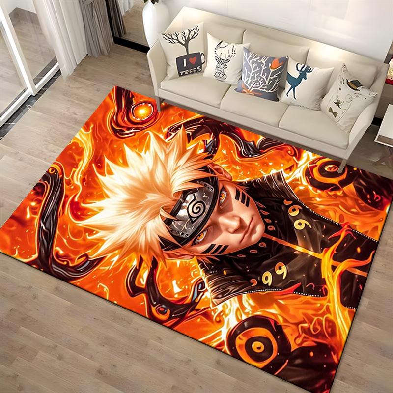 "Anime-Inspired Fiery Character Design Carpet for Living Room Decor" Suitable for Use As an Anti-slip for Living Room Bedroom Sofas