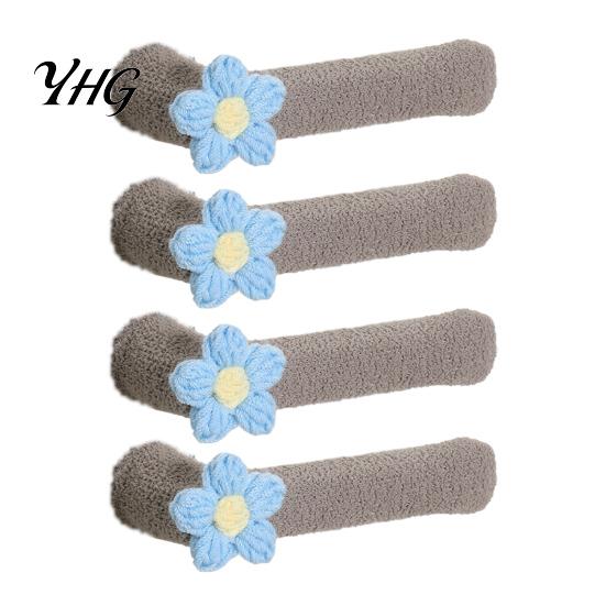 Door Handle Sleeve 2/4Pcs Flower Cover, Anti-collision Knob Protector, Anti-Static Easy Install Cover Anti-Freeze Lever for Home Office Bedroom Fabric