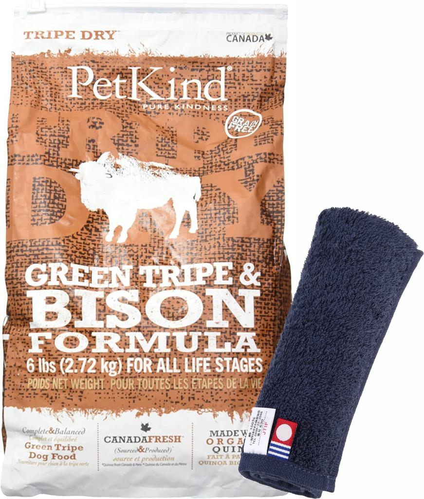 PetKind Green Tripe & Bison 2.72kg [Dog-Friendly Original Imabari Hand Towel Set] [Navy Towel Color] [Authentic]