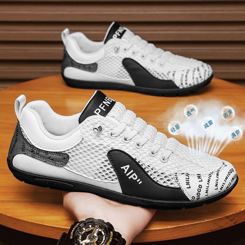 Big mesh 2025 summer men's breathable sports shoes versatile soft sole lazy fashion business Doudou shoes Forrest Gump shoes