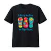 Funny Cartoon Summer Beach Flip Flops Life Is Better Slogan Print Casual T Shirt vintage Washed Top For Everyday Wear