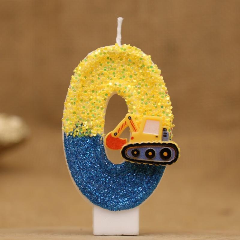 Creative Engineering Car Excavator Digital Birthday Candle Cake Decoration Handmade Birthday Candle