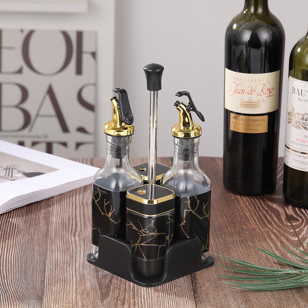 Moisture-Proof Rotating Spice Rack with Glass Bottles and Shaker Lids