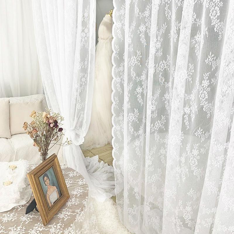 Weiße Spitze Fertig Vorhänge Halbtransparent Sichtschutz Dekor Vorhänge Hochzeit Hintergrund Stoffe Schwarze Reine Weiße Spitze Vorhänge