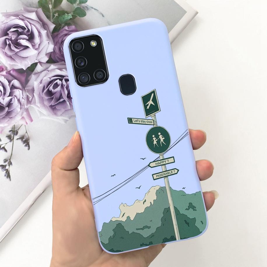 For Samsung A21S Case SM-A217F A 21S Back Cover Fashion Flower Cartoon TPU Soft Silicone Phone Case For Samsung Galaxy A21s Capa