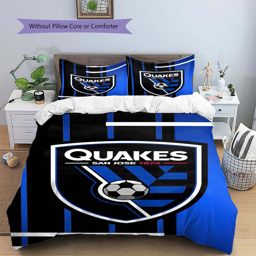 San Jose Earthquakes Pattern Bedding Set Quilt Cover Pillowcase Home Decor Gift (1 * Duvet Cover + 2 * Pillowcase, Without Core)