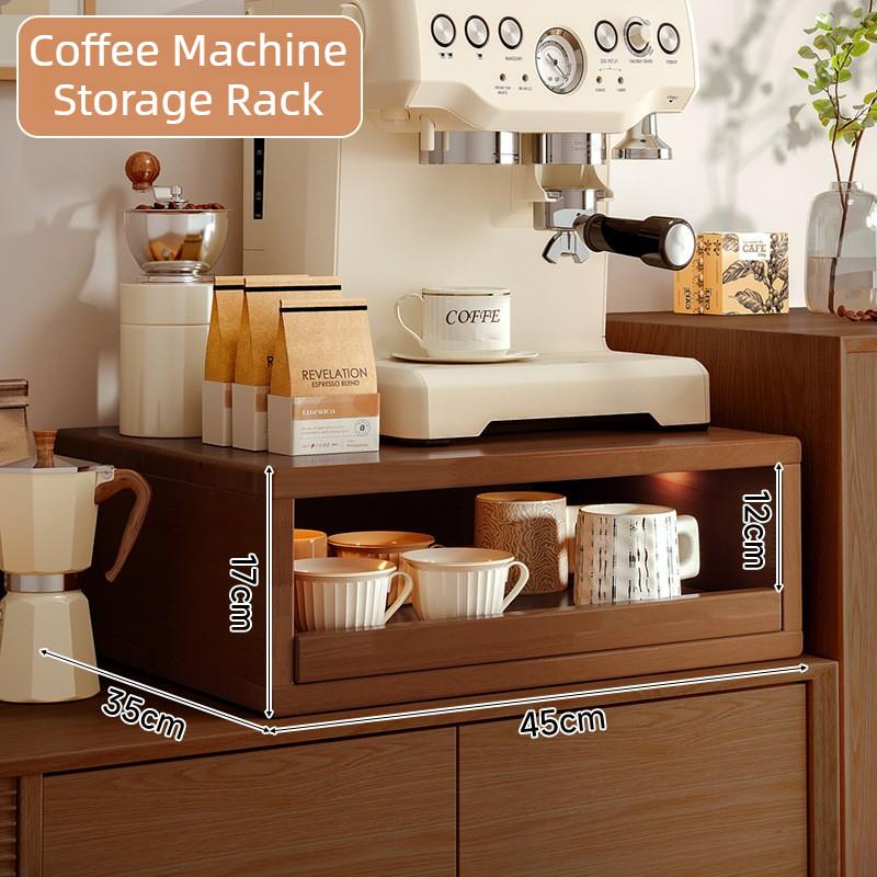 Coffee Machine Organizer Rack Wood Storage Racks Multifunctional Cup Shelf Aesthetic Tabletop Heightening Shelves Home Furniture
