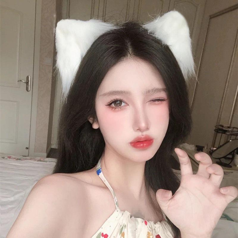 Realistic Animal Ears, Fox Ears, Cat Headwear, Japanese Cute Plush Hair Accessories, Cat Tail Set, Cute Fox Cosplay Party