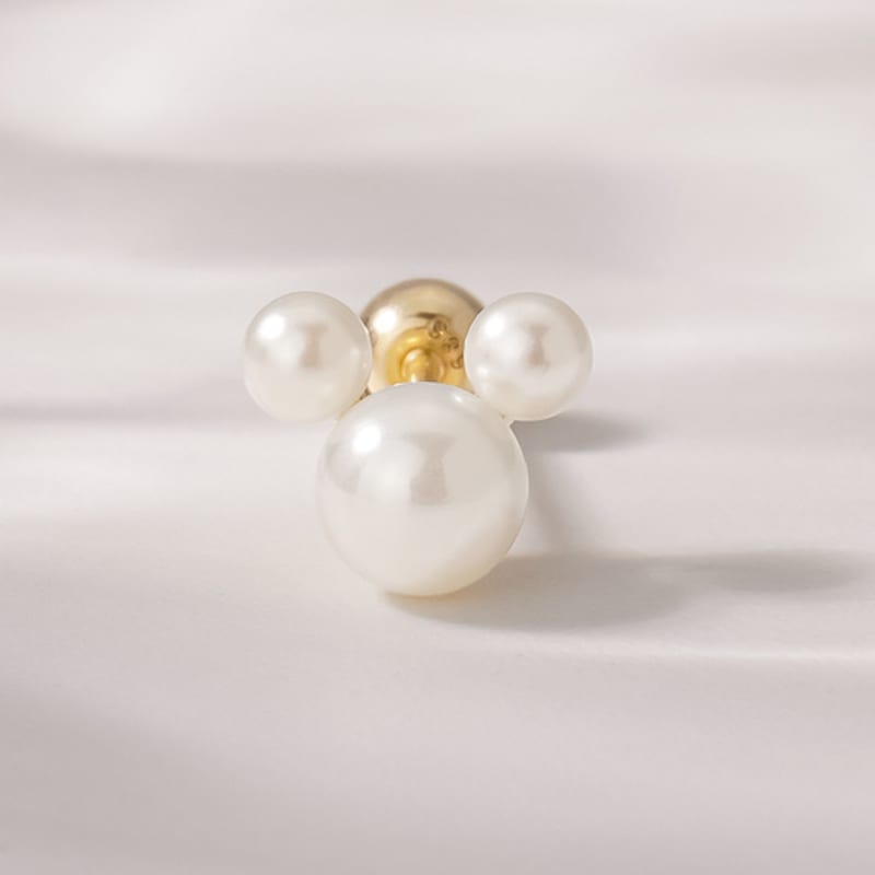 

JEWNEL 14K Cute Mickey Swallow Pearl Point Piercing piercing (1 piece)