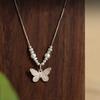 Pearl Butterfly Broken Silver Necklace Female