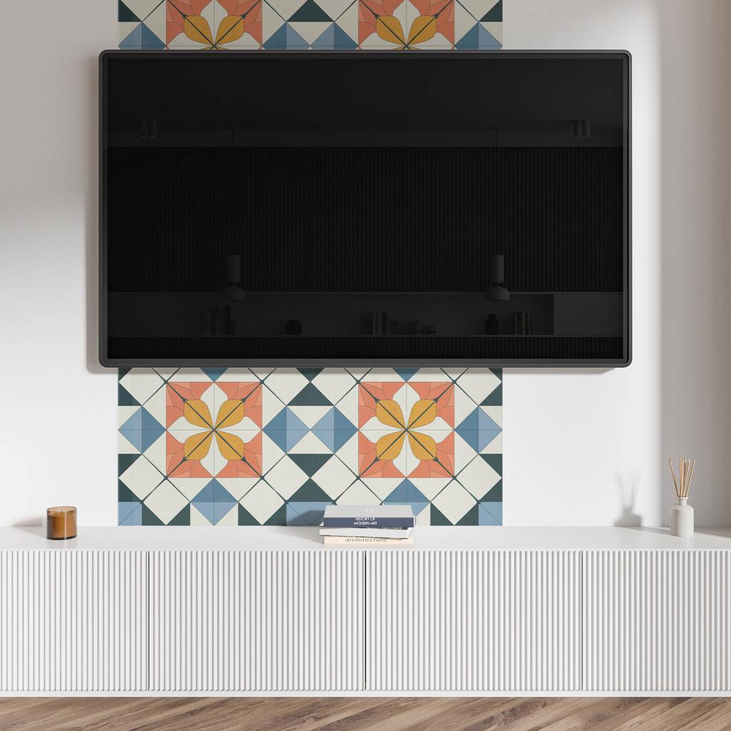 Panel Dekoracyjny Z Grafiką Przyklejany 100X50 Cm Geometryczny Wzór Kwiatowy