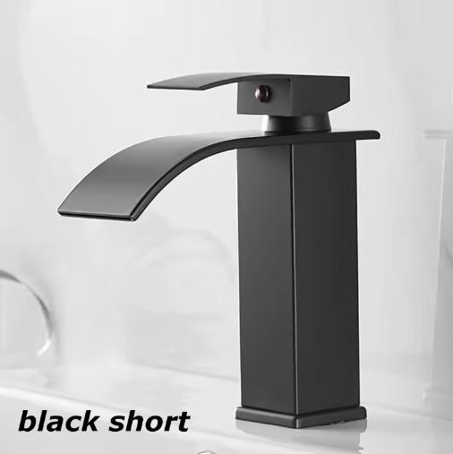 Hot And Cold Stainless Steel Waterfall Wash Basin High And Low Faucet Black Toilet Wash Basin Bathroom