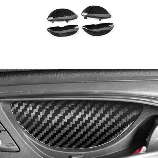 4PCS Cover Trim Interior Door Bowl Carbon Fiber Fit For Cadillac ATS 2013-2019