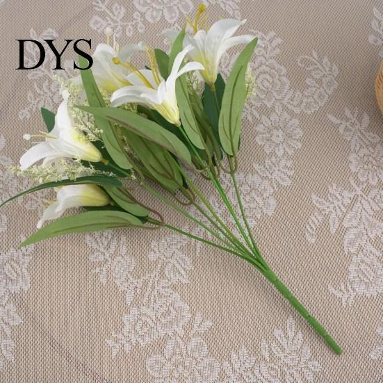 Lily Artificial Flower 1Pc 7 Heads Realistic Vivid Non-fading Not Wither Decorative Simulation Bouquet Gift Fake Home Art Decoration Scene Layout