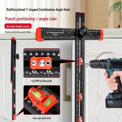 Multifunktionelles Holzbearbeitungs-T-Quadrat & Positionswinkel-Lineal