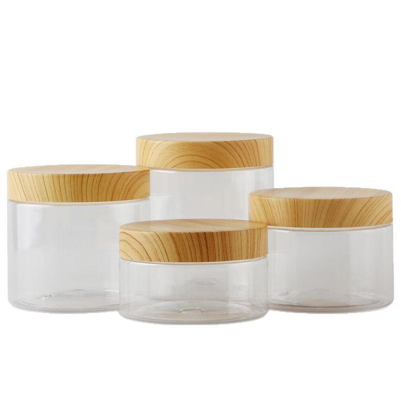 Transparent Sealed Kitchen Storage Jar with Wood Grain Lid for Cereal, Dried Fruit, and Nuts