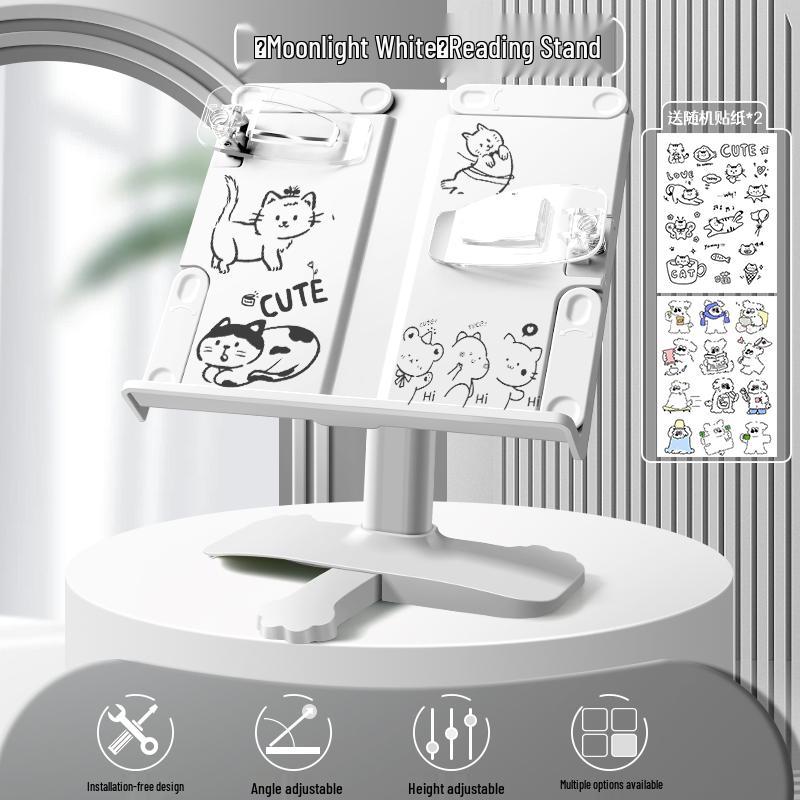 Adjustable Children's Book Stand: Multipurpose Reading Rack & Book Clip Holder.