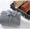 Autumn and Winter Warm Shirt Men Daily Casual Long Sleeve Shirts Lapel Collar Corduroy Fleece Shirt Retro Simple Style Thicken Men Tops
