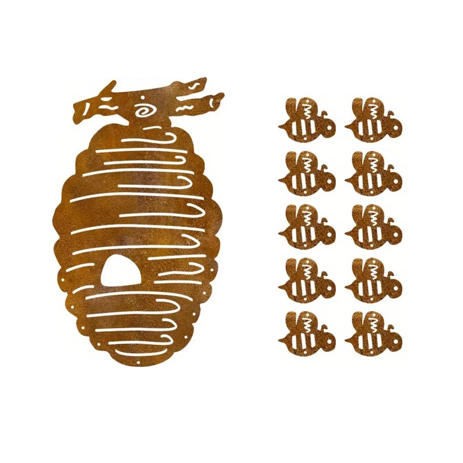 

Honeycomb Metal Crafts Outdoor Courtyard Garden Iron Decoration Creative Line Silhouette Honeycomb Ornaments One Size